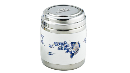 宏图（金鱼）陶瓷不锈钢茶叶罐