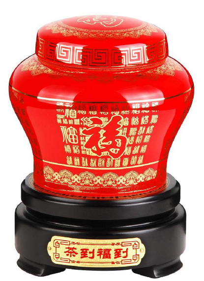 茶到福到茶叶罐-中国红