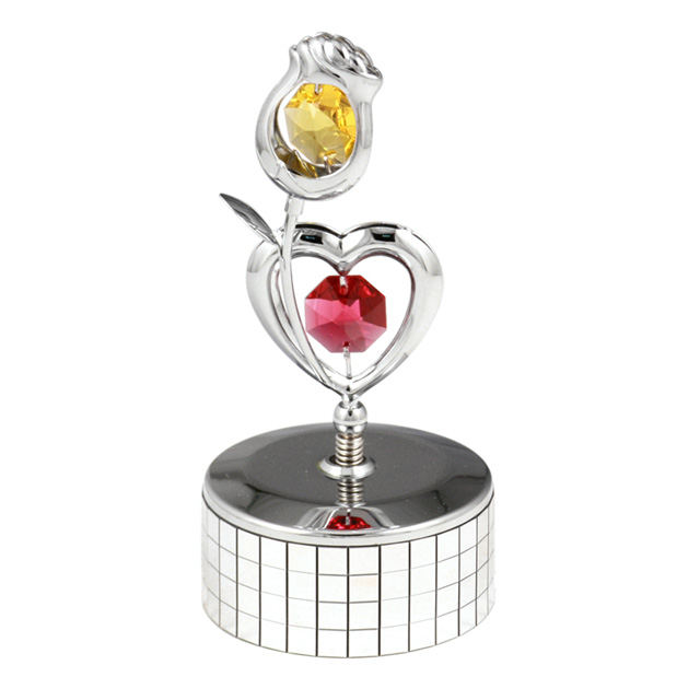 施華洛世奇元素 心與玫瑰—鏡面小音樂盒