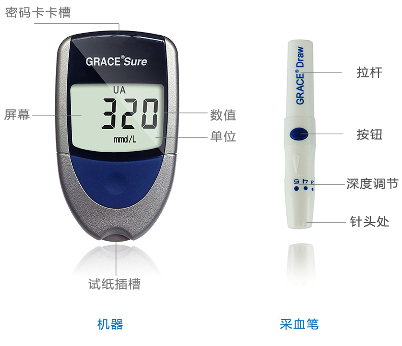 优速型血糖尿酸测试仪家用测尿酸 尿酸仪